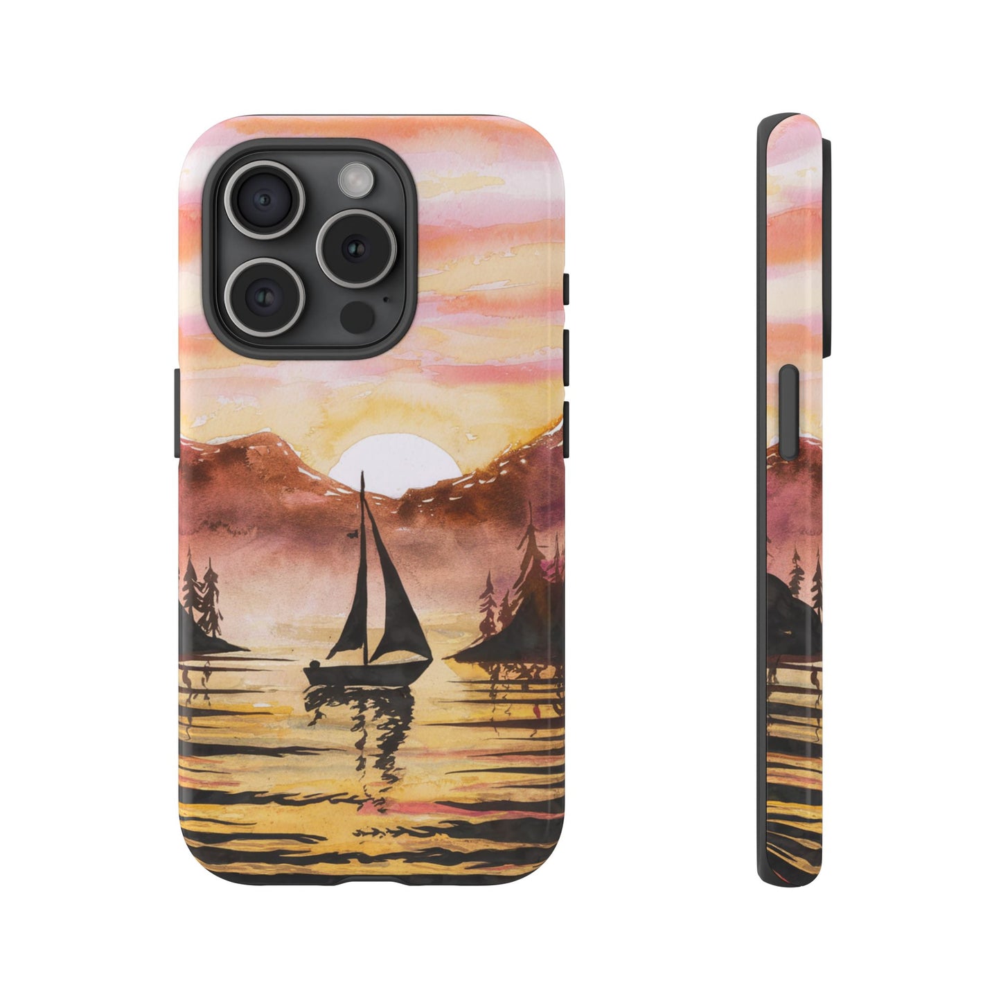 Watercolor Sailing Sunset iPhone Case – Custom Scenic Protective Case