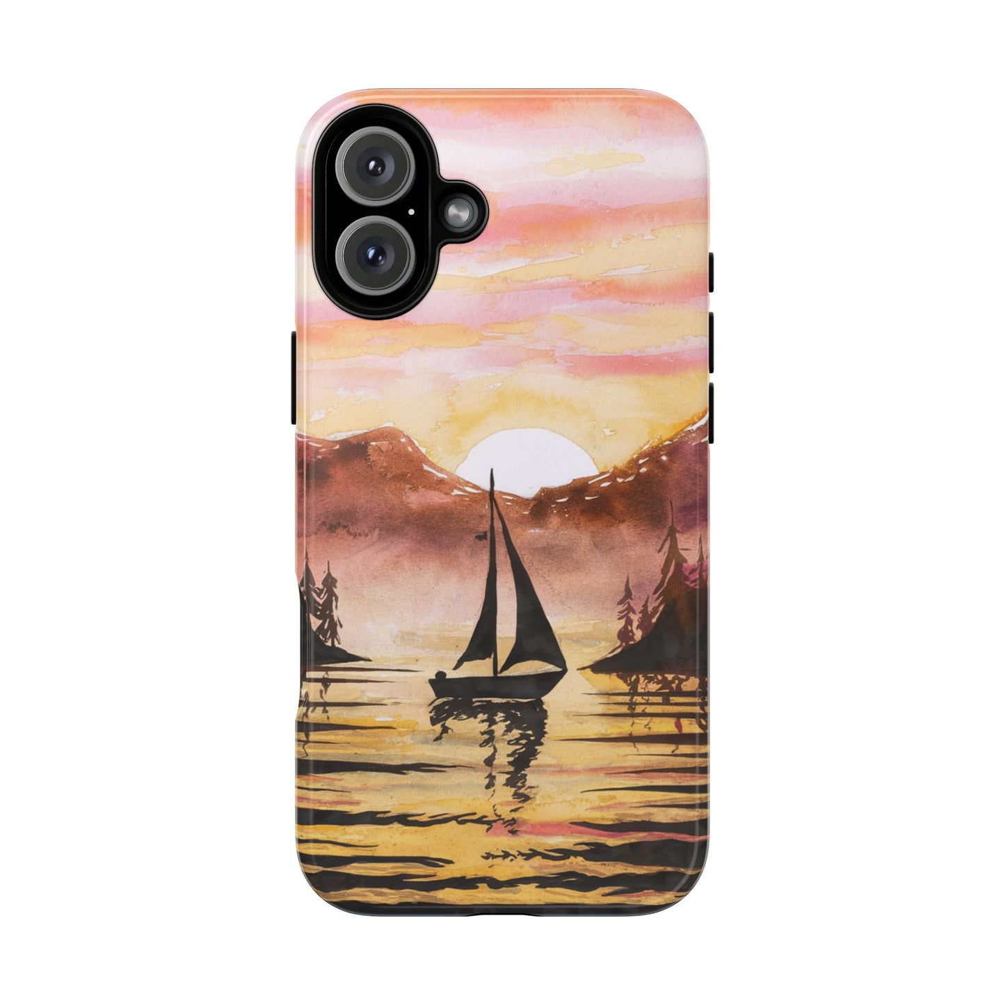 Watercolor Sailing Sunset iPhone Case – Custom Scenic Protective Case