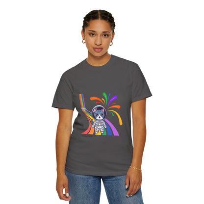 Astronaut Cat Pride T-Shirt | Cosmic Rainbow Space Kitty Tee