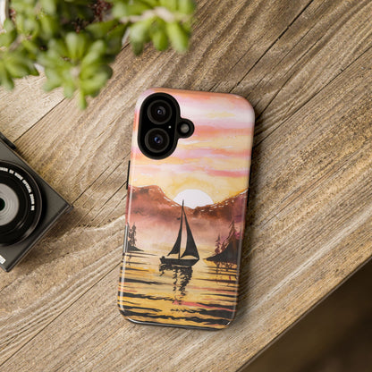 Watercolor Sailing Sunset iPhone Case – Custom Scenic Protective Case