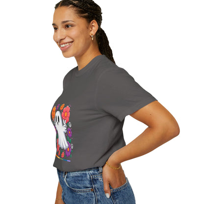 Peaceful Ghost Pride T-Shirt | Groovy Floral Tee – Halloween & LGBTQ+ Love