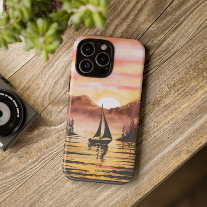 Watercolor Sailing Sunset iPhone Case – Custom Scenic Protective Case