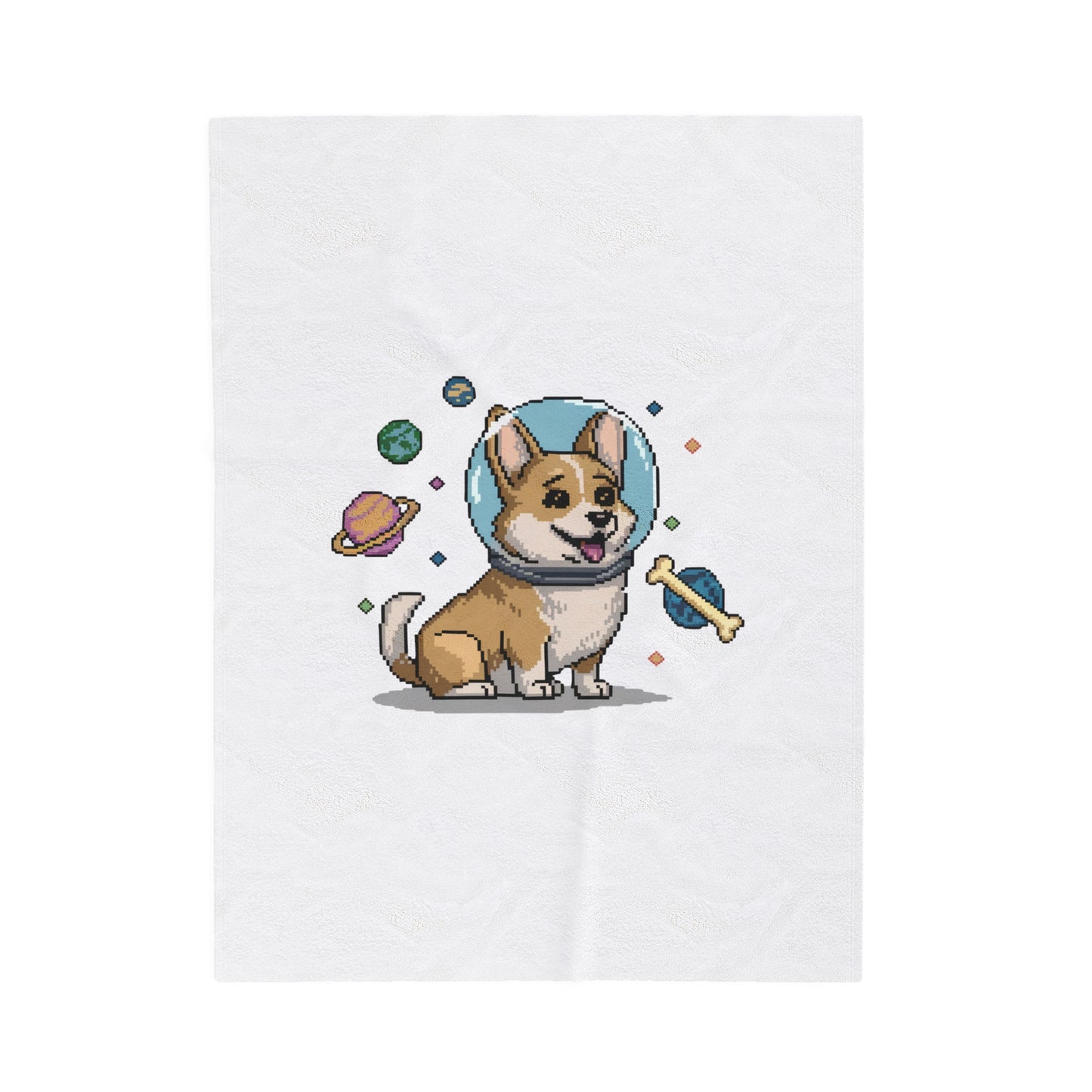 Astronaut Corgi Space Blanket | Cute Outer Space Dog Plush Velveteen Throw