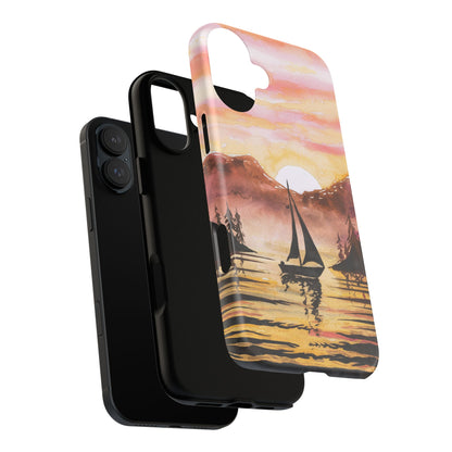 Watercolor Sailing Sunset iPhone Case – Custom Scenic Protective Case