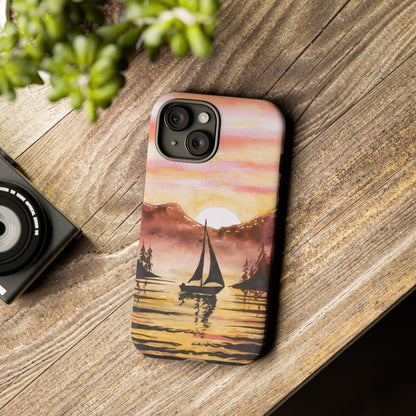 Watercolor Sailing Sunset iPhone Case – Custom Scenic Protective Case