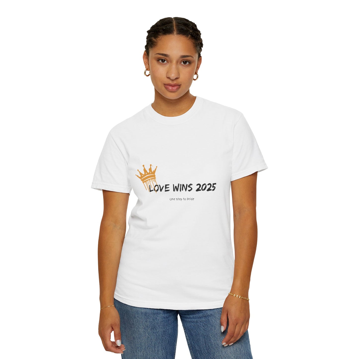 Crowned in Love T-Shirt | Unisex Minimalist Pride Tee – Love Wins 2025