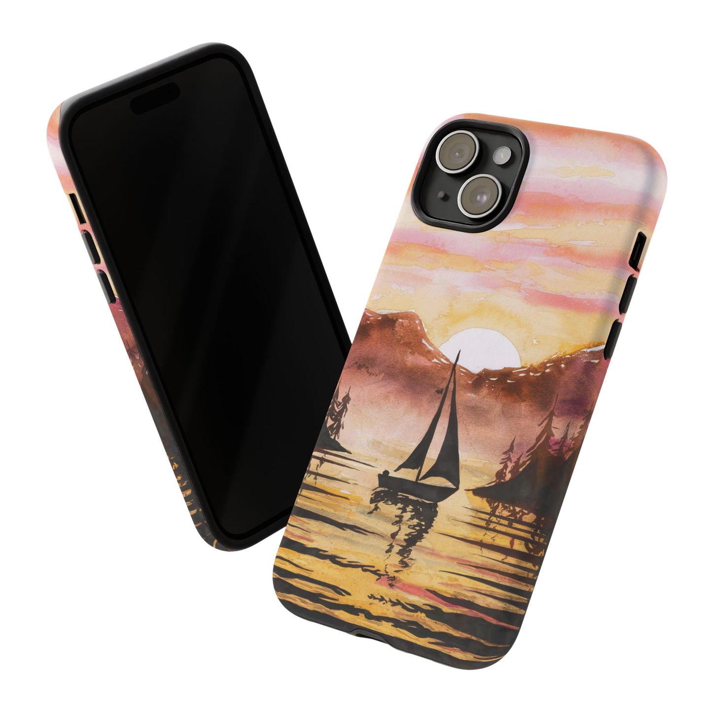 Watercolor Sailing Sunset iPhone Case – Custom Scenic Protective Case