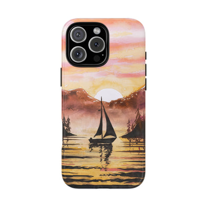 Watercolor Sailing Sunset iPhone Case – Custom Scenic Protective Case