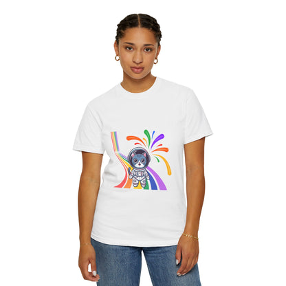 Astronaut Cat Pride T-Shirt | Cosmic Rainbow Space Kitty Tee