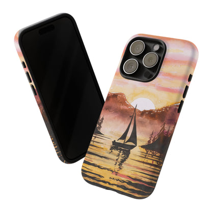 Watercolor Sailing Sunset iPhone Case – Custom Scenic Protective Case