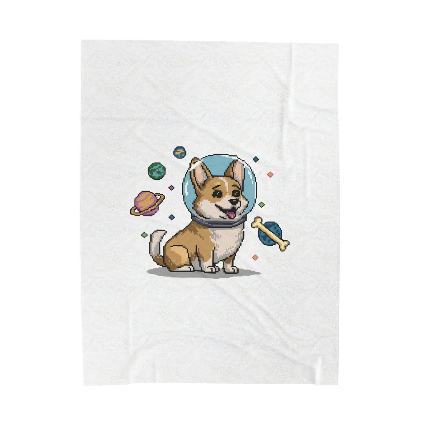 Astronaut Corgi Space Blanket | Cute Outer Space Dog Plush Velveteen Throw