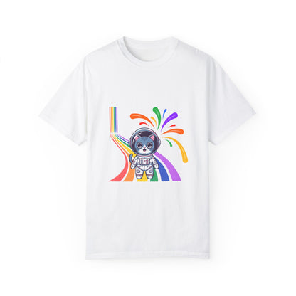 Astronaut Cat Pride T-Shirt | Cosmic Rainbow Space Kitty Tee