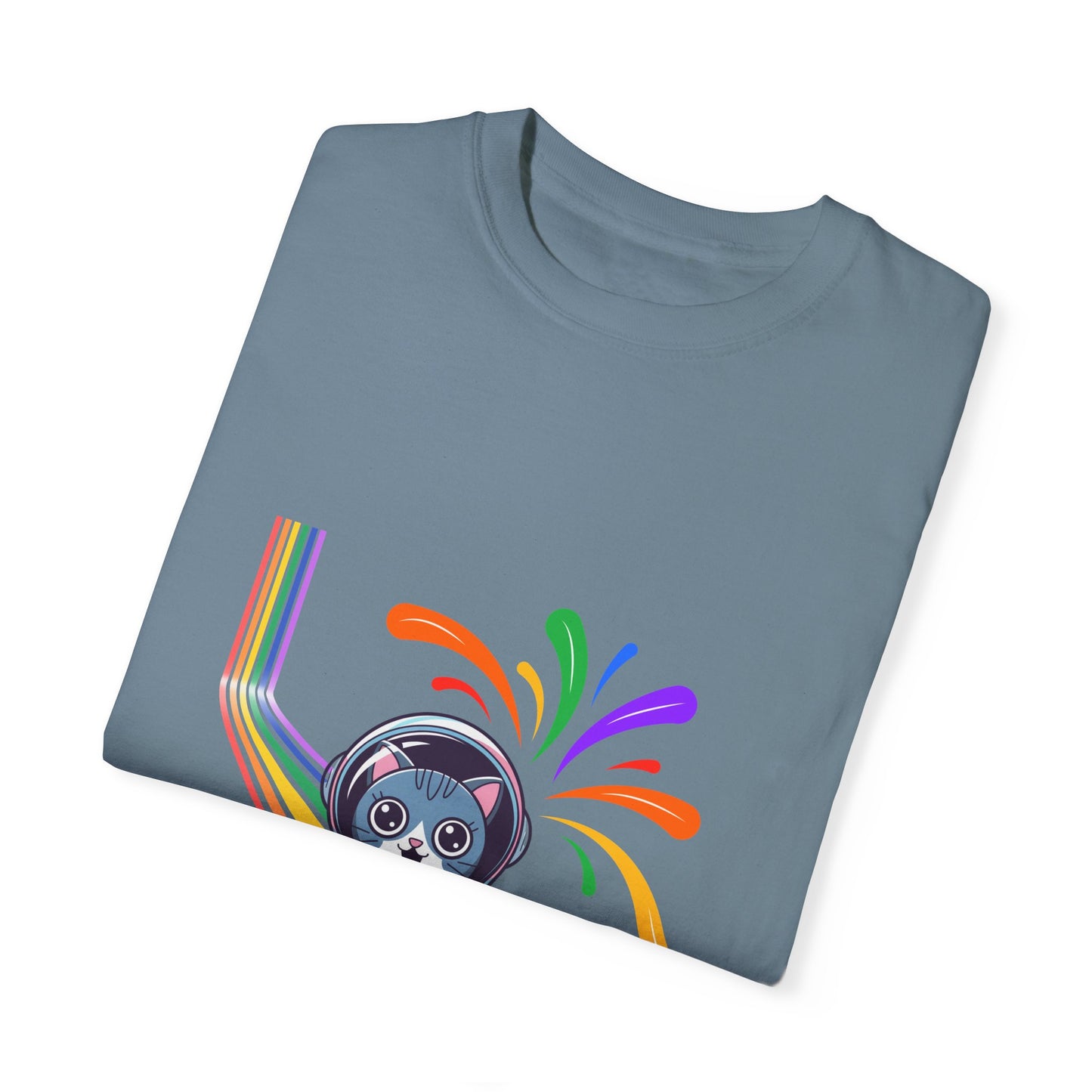 Astronaut Cat Pride T-Shirt | Cosmic Rainbow Space Kitty Tee