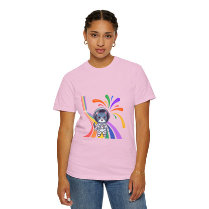 Astronaut Cat Pride T-Shirt | Cosmic Rainbow Space Kitty Tee