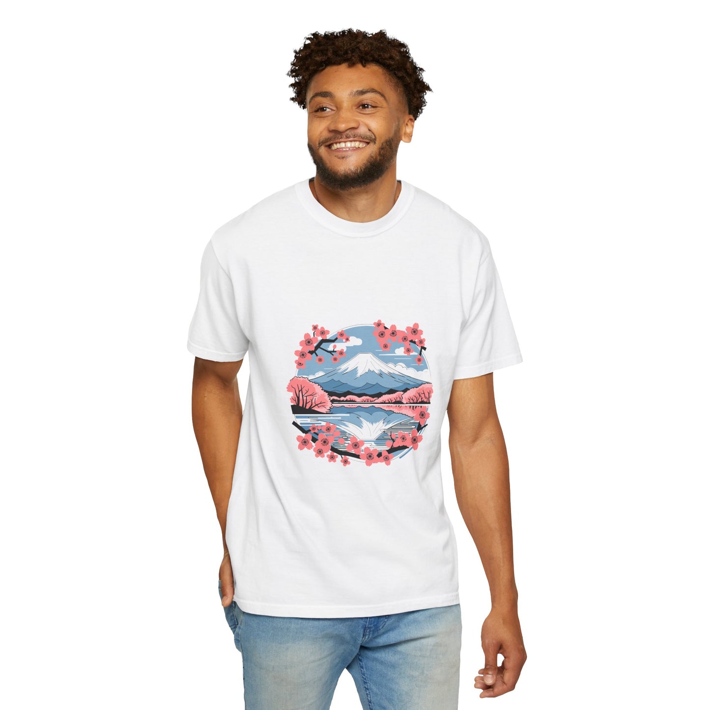 Cherry Blossom Mountain T-Shirt | Japanese Sakura Art Tee