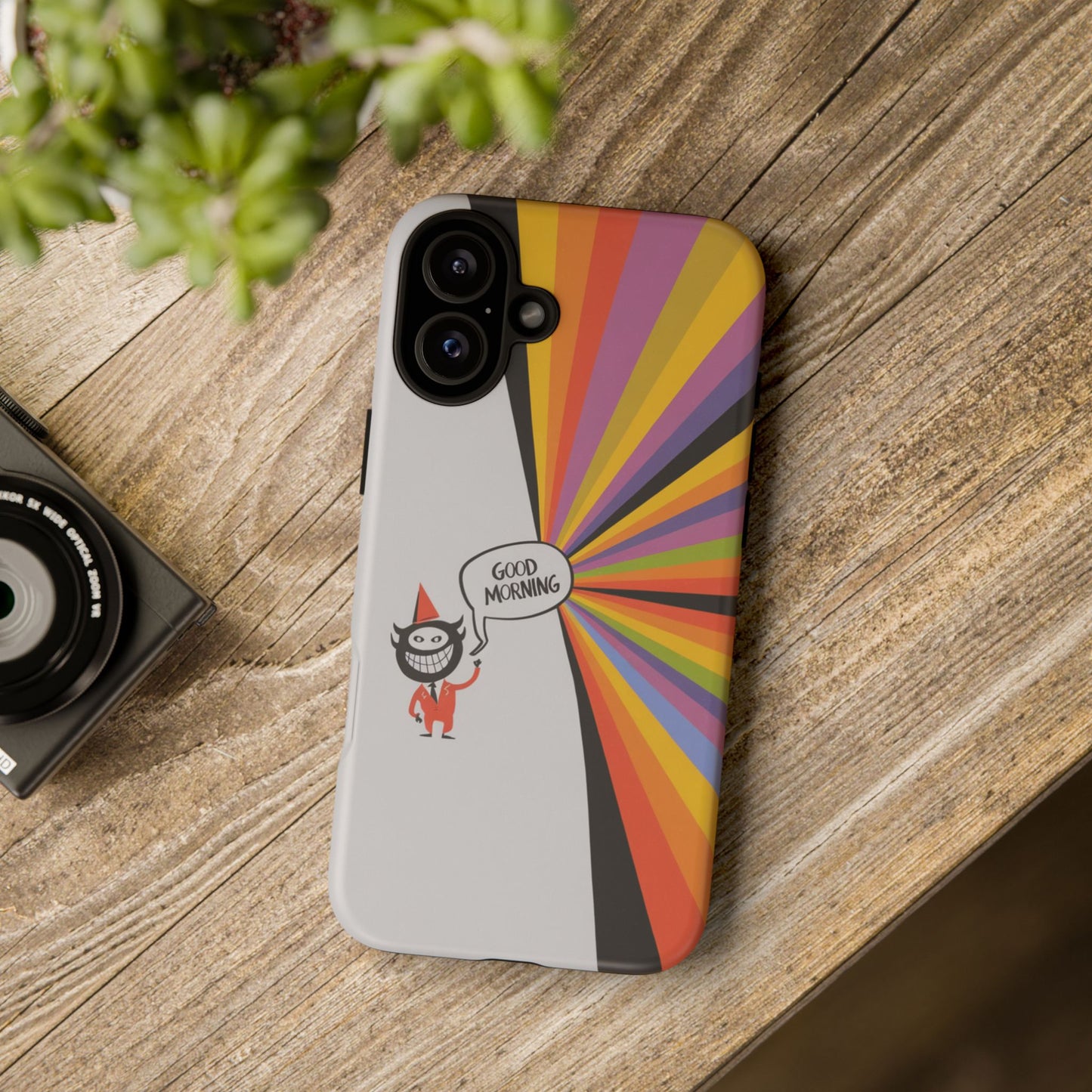 Colorful Good Morning Cartoon iPhone Case – Fun & Playful Custom Design