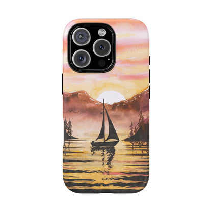 Watercolor Sailing Sunset iPhone Case – Custom Scenic Protective Case