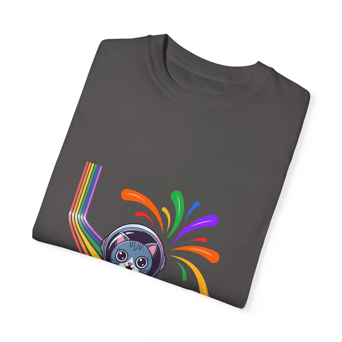 Astronaut Cat Pride T-Shirt | Cosmic Rainbow Space Kitty Tee