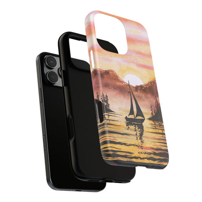 Watercolor Sailing Sunset iPhone Case – Custom Scenic Protective Case