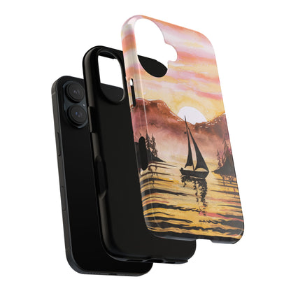 Watercolor Sailing Sunset iPhone Case – Custom Scenic Protective Case