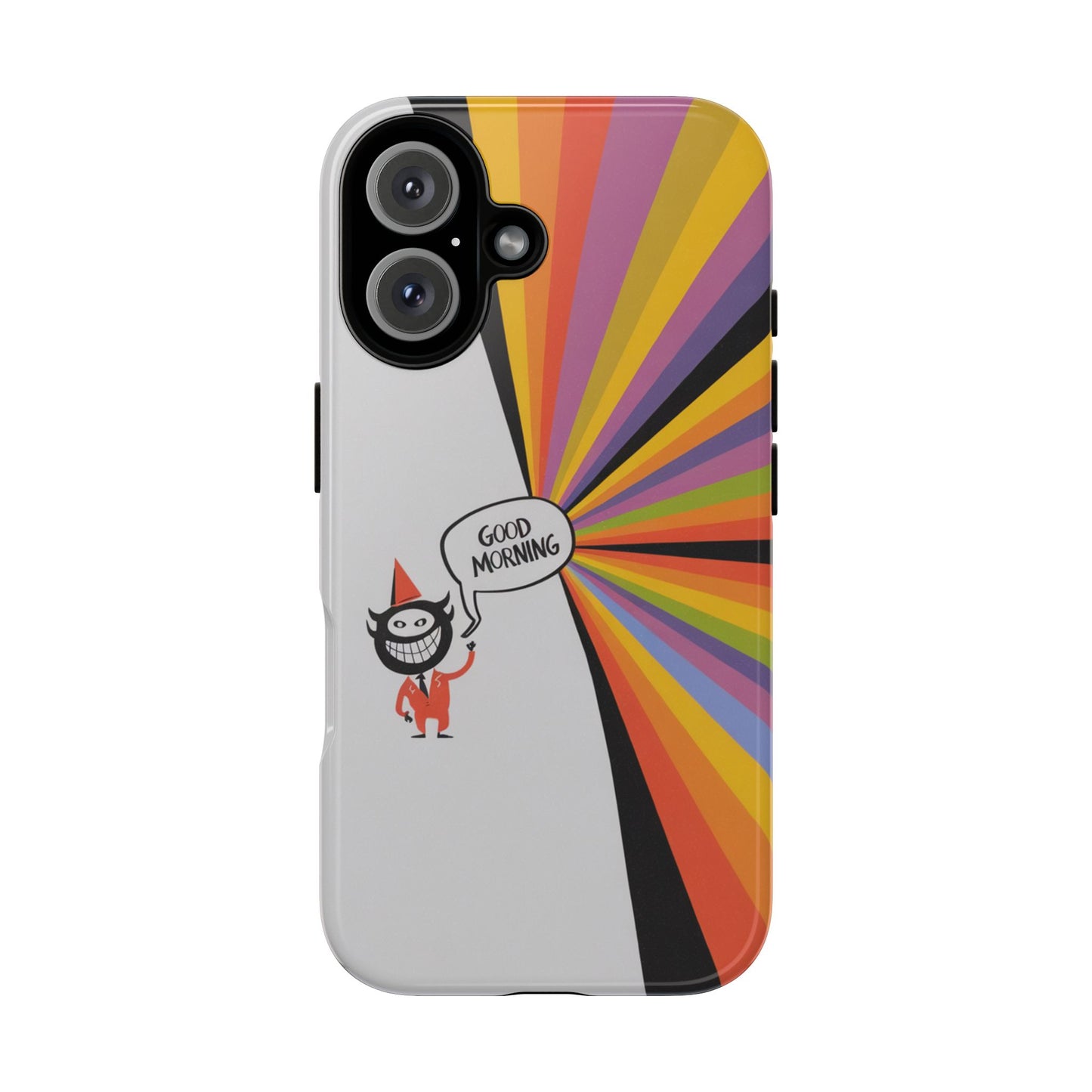 Colorful Good Morning Cartoon iPhone Case – Fun & Playful Custom Design