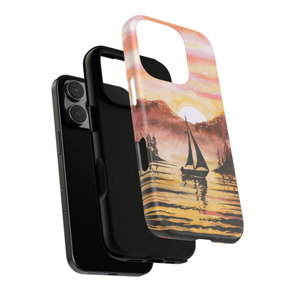 Watercolor Sailing Sunset iPhone Case – Custom Scenic Protective Case