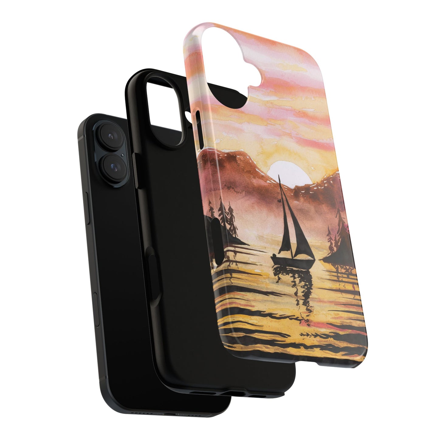 Watercolor Sailing Sunset iPhone Case – Custom Scenic Protective Case