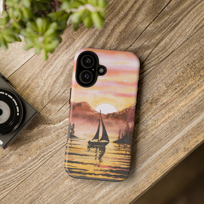 Watercolor Sailing Sunset iPhone Case – Custom Scenic Protective Case