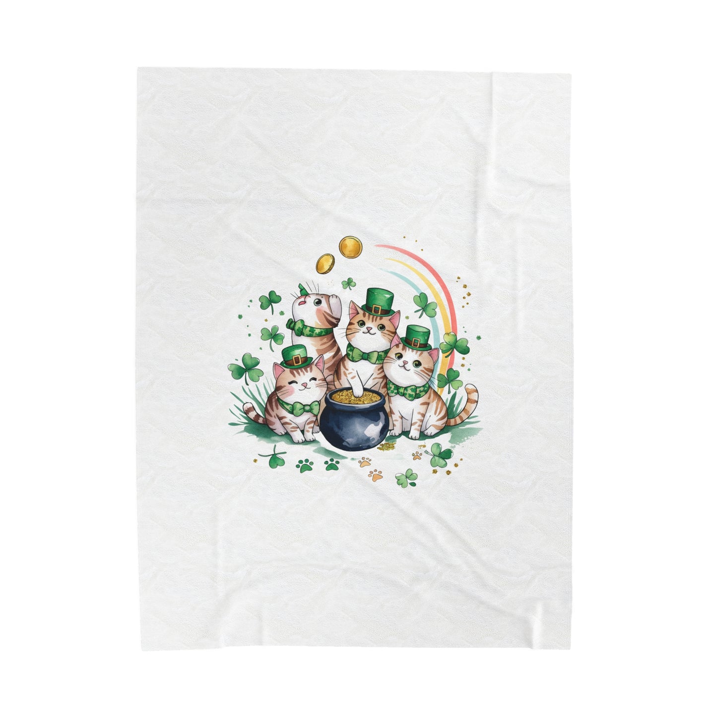 Lucky Irish Cats St. Patrick’s Day Blanket | Soft Velveteen Plush Throw