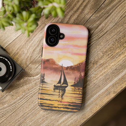 Watercolor Sailing Sunset iPhone Case – Custom Scenic Protective Case