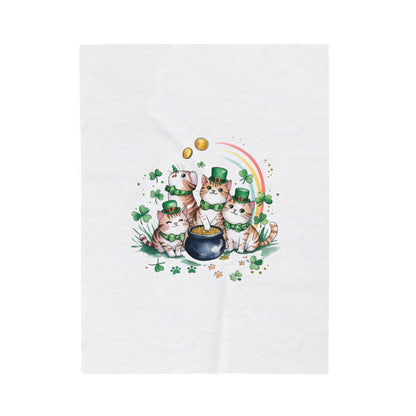 Lucky Irish Cats St. Patrick’s Day Blanket | Soft Velveteen Plush Throw