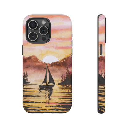 Watercolor Sailing Sunset iPhone Case – Custom Scenic Protective Case