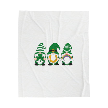 St. Patrick’s Day Gnome Blanket | Lucky Irish Plush Velveteen Throw