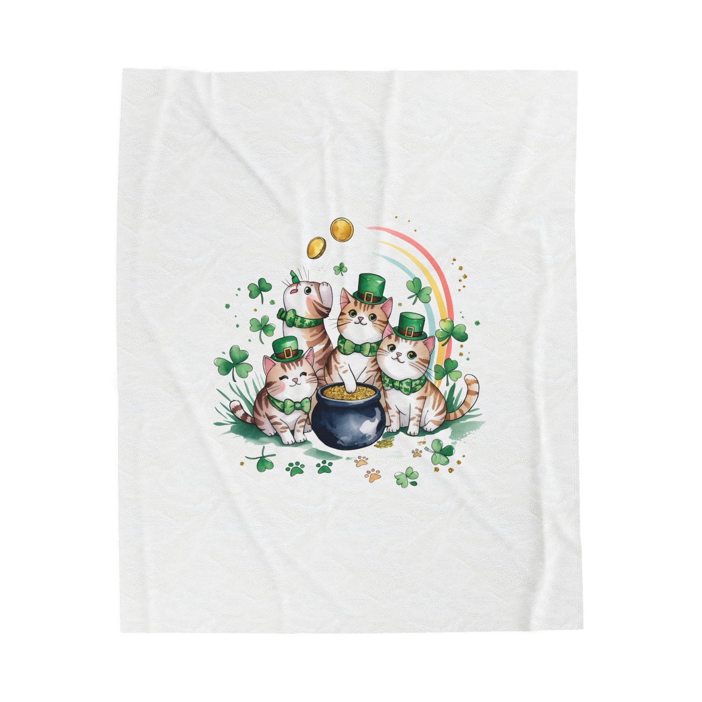 Lucky Irish Cats St. Patrick’s Day Blanket | Soft Velveteen Plush Throw