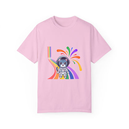 Astronaut Cat Pride T-Shirt | Cosmic Rainbow Space Kitty Tee