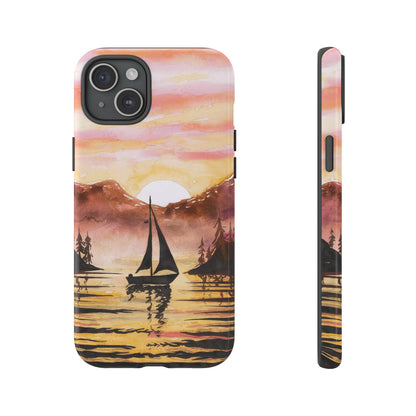 Watercolor Sailing Sunset iPhone Case – Custom Scenic Protective Case