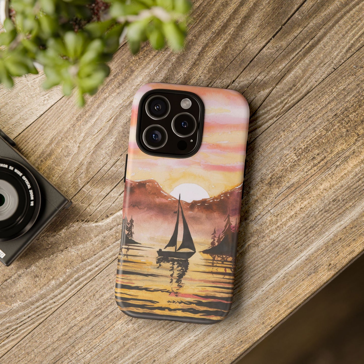 Watercolor Sailing Sunset iPhone Case – Custom Scenic Protective Case