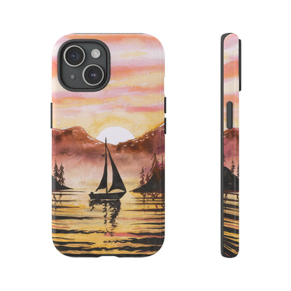 Watercolor Sailing Sunset iPhone Case – Custom Scenic Protective Case