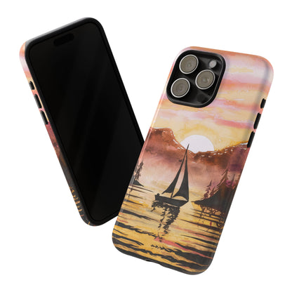 Watercolor Sailing Sunset iPhone Case – Custom Scenic Protective Case