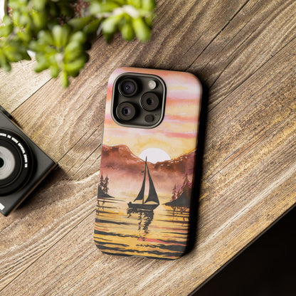 Watercolor Sailing Sunset iPhone Case – Custom Scenic Protective Case