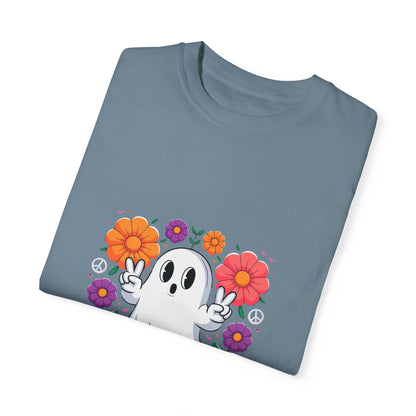 Peaceful Ghost Pride T-Shirt | Groovy Floral Tee – Halloween & LGBTQ+ Love