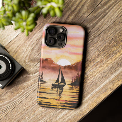 Watercolor Sailing Sunset iPhone Case – Custom Scenic Protective Case